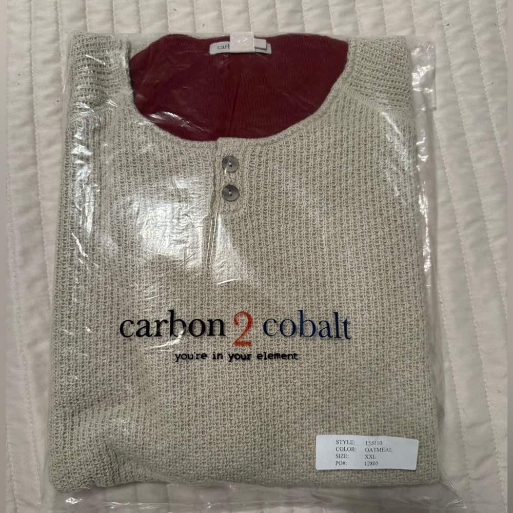 Carbon2Cobalt Oatmeal Henley Sweater